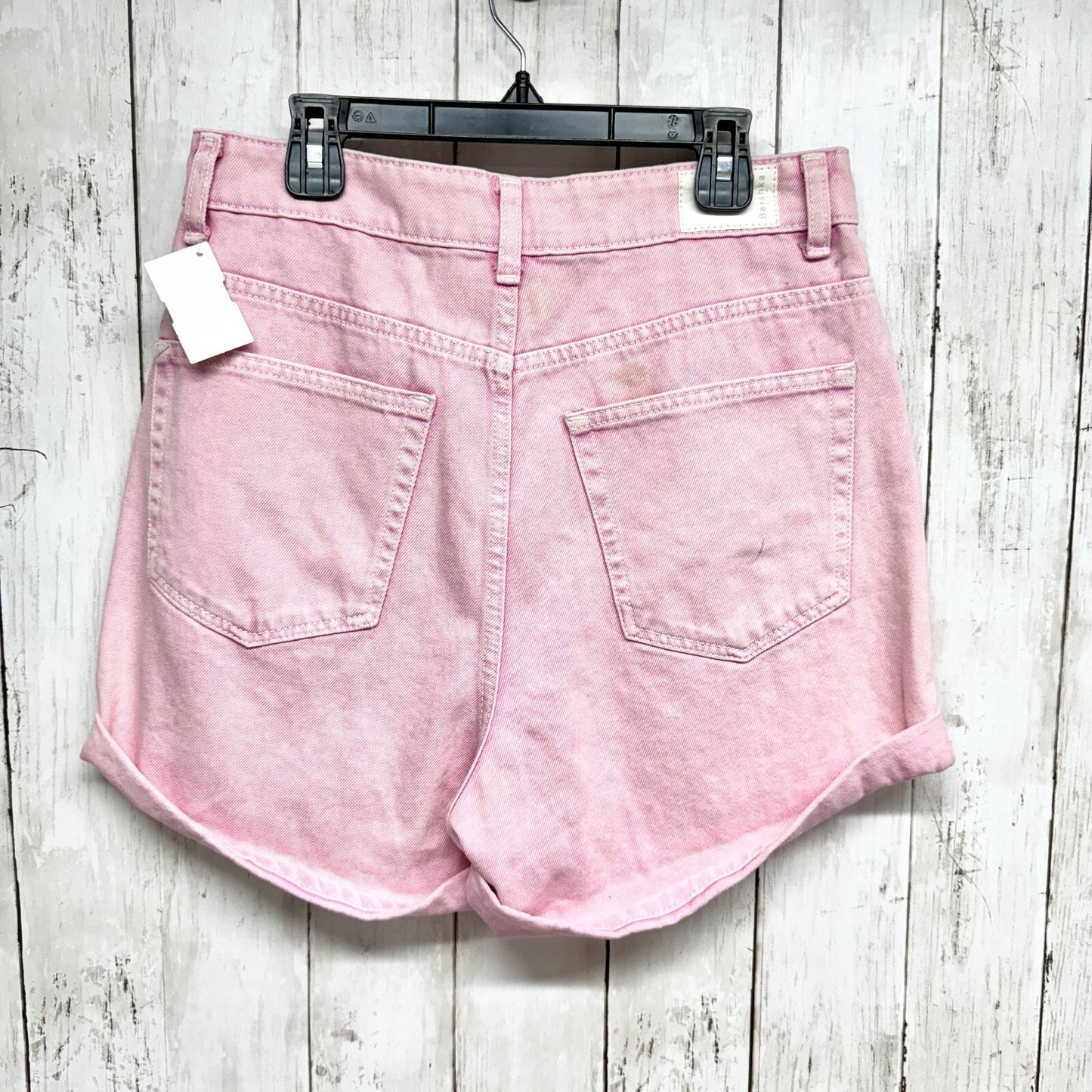 Denim Shorts Women Size 6 Pink High Rise Midi Cuffed Hem Zip Fly 5-Pocket Summer