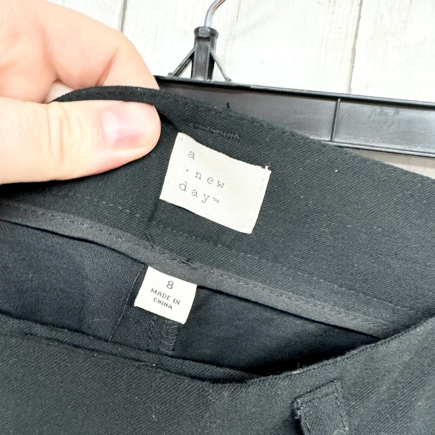 A New Day Pants Women Sz 8 Black Straight Trousers Pleated Front Pockets Zip Fly