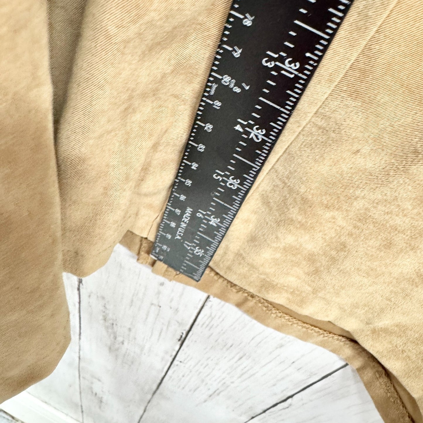Vintage Fashion Bug Skirt Women Size 26/28W Tan Button Front Stretch Midi Pocket