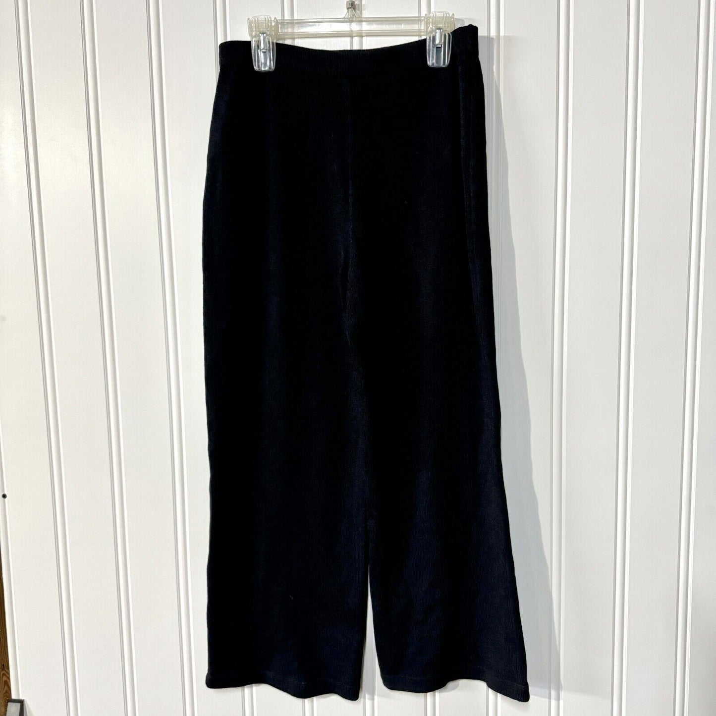 ST John Pants Women Sz 12 Navy Blue Cotton Knit Wide Leg Relaxed Mid Rise Sweats