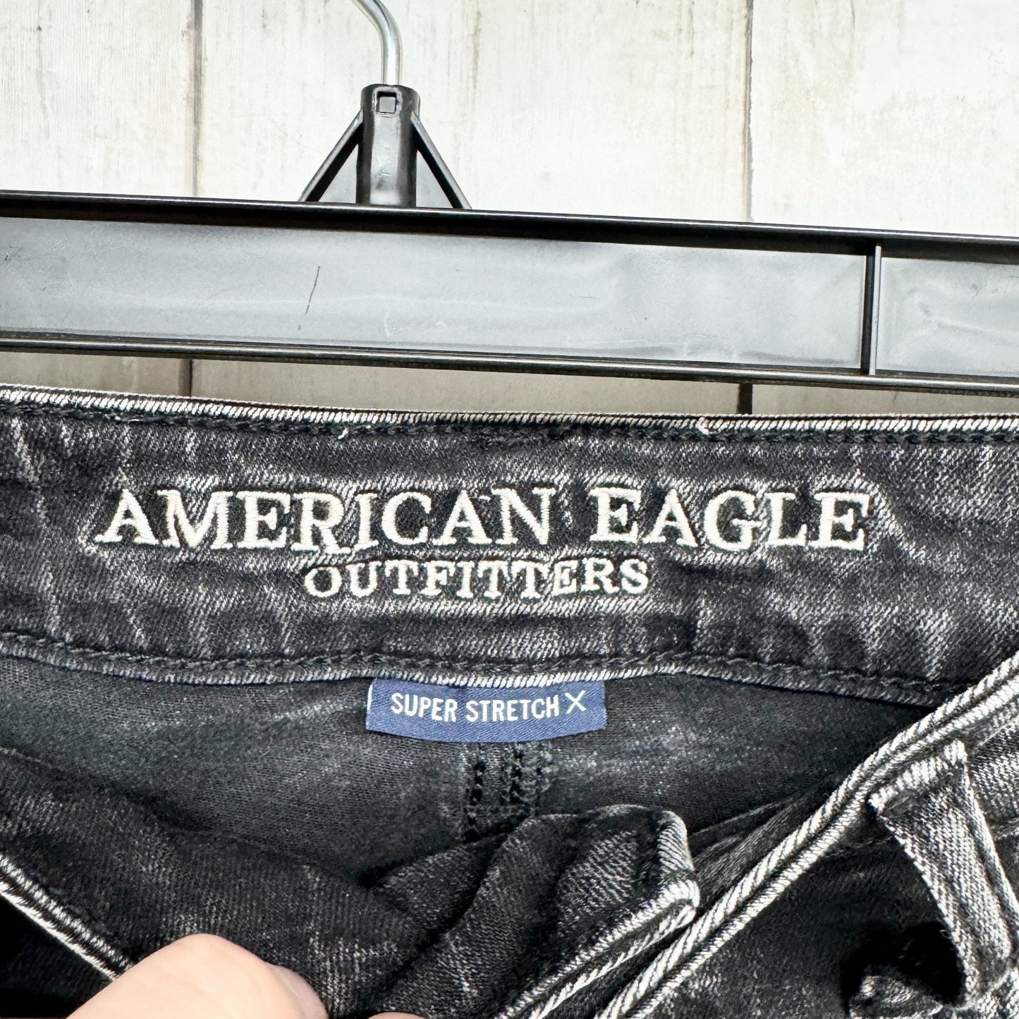 American Eagle Pants Women Size 8 Reg Black Embroidered Super Stretch X Jeggings