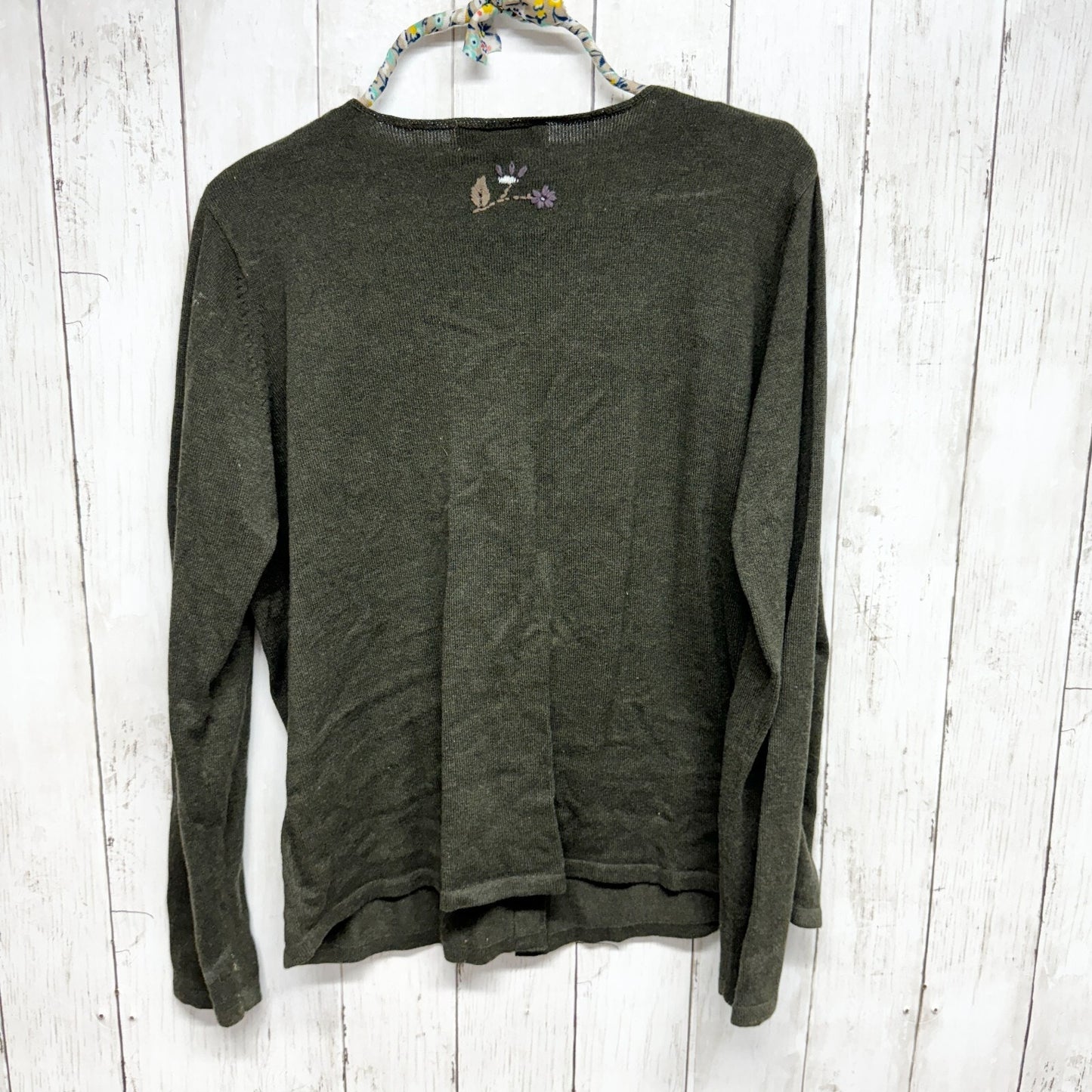 VTG EDDIE BAUER Shirt Women Size L 100% Cotton Cottage Muss Green Button Down