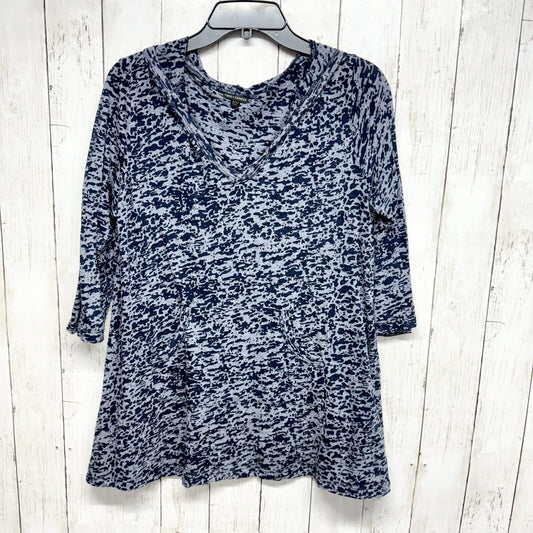 COCO + CARMEN Shirt Women Size S/M Blue Long Sleeve Relaxed Blue Tie Die Cotton