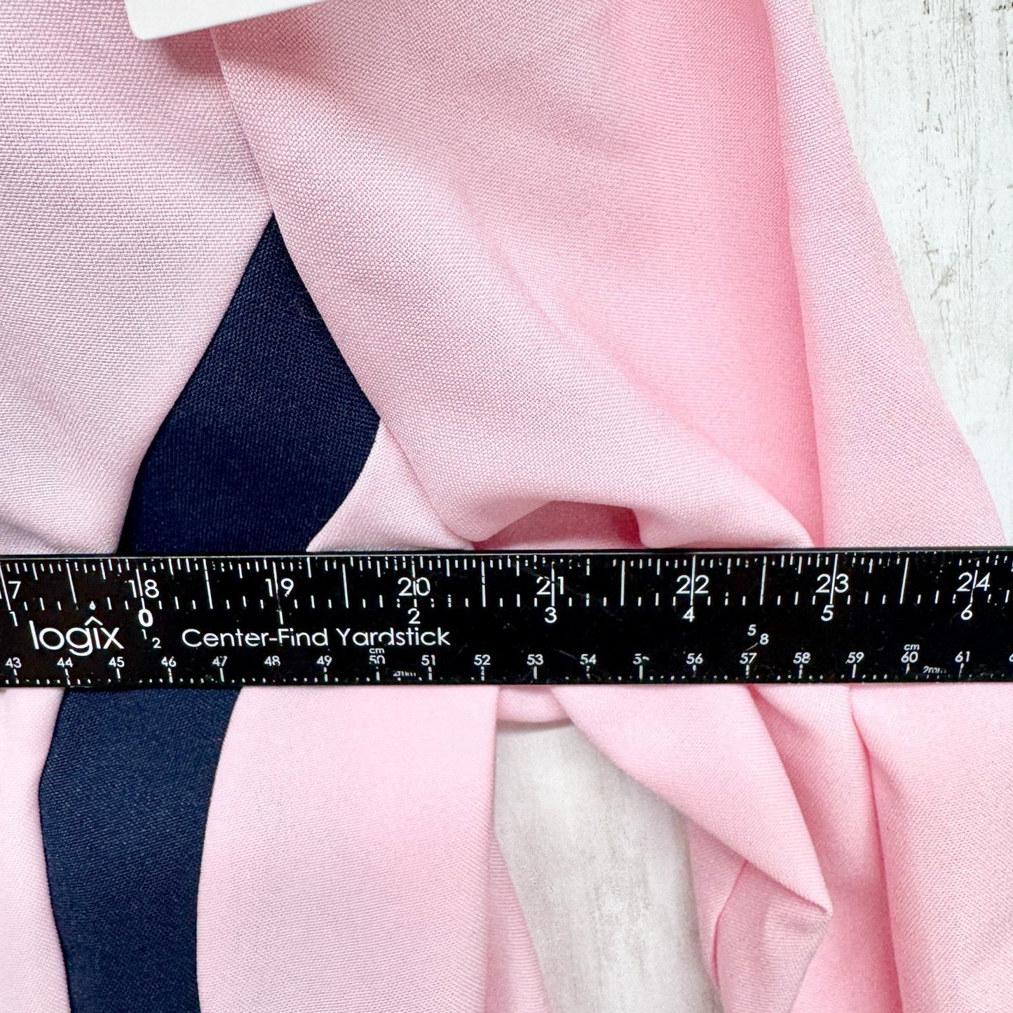 Vintage Olivia Matthews Jacket Women Size 14P Light Pink Navy Collarless Blazer