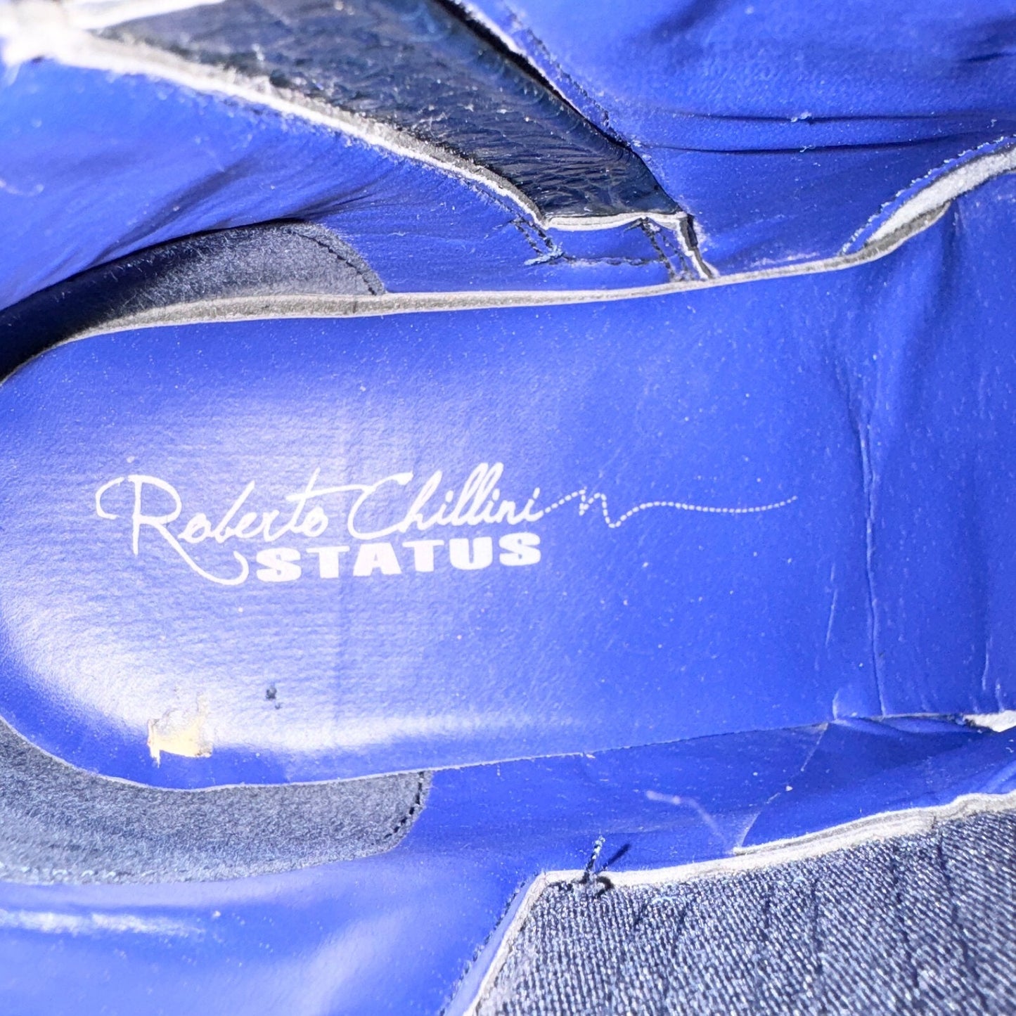 Roberto Chillini Mens Size 8.5 Blue Ultra Gator Embossed Ankle Boot Zip Up Heel