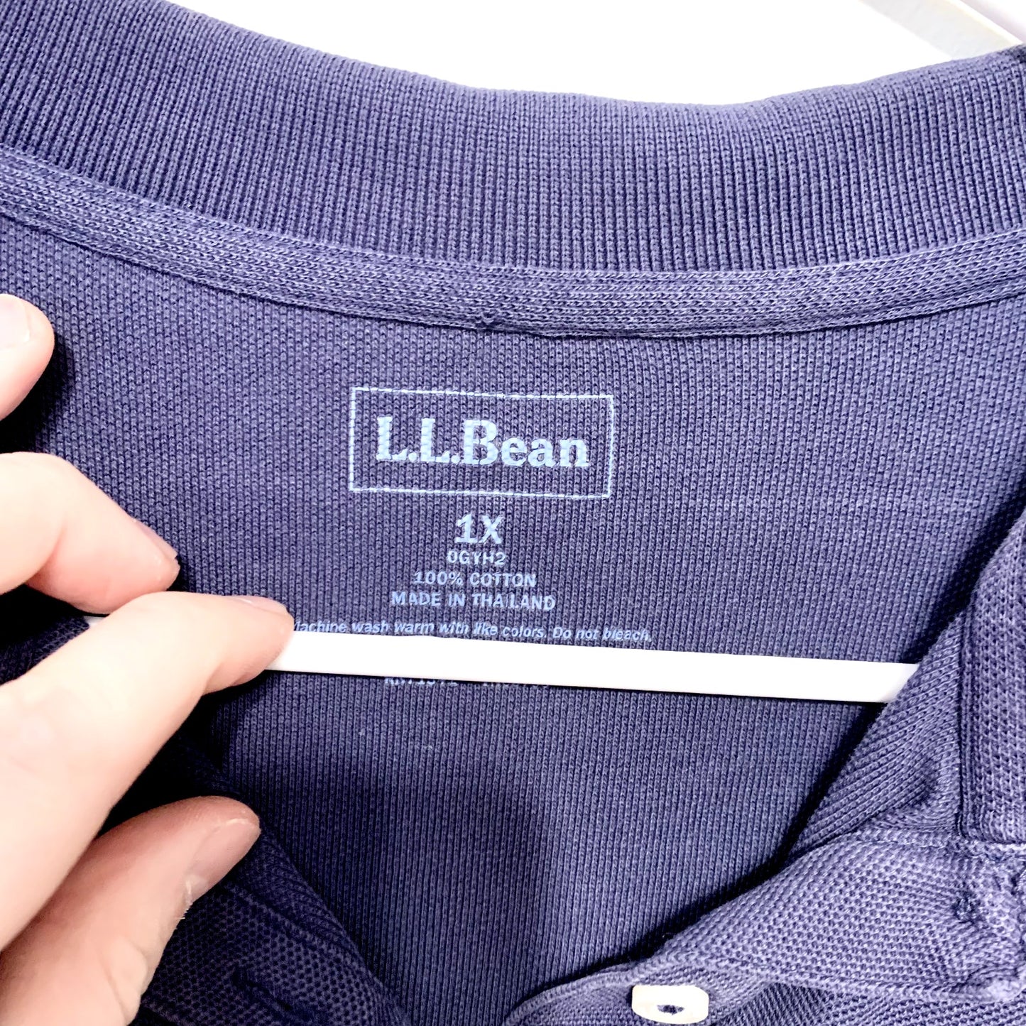 L.L BEAN Polo Women 1X Cotton Button Blue Short Sleeve Golf Tee