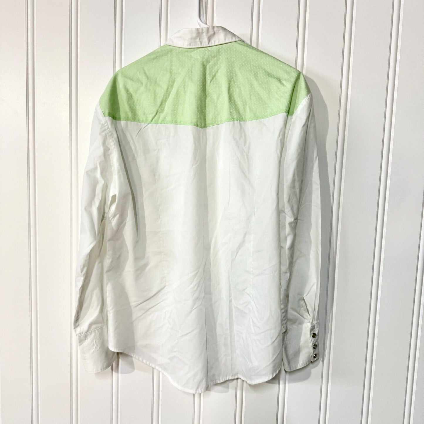 Vintage Western Green & White Pearl Button Retro Button Up Size Large