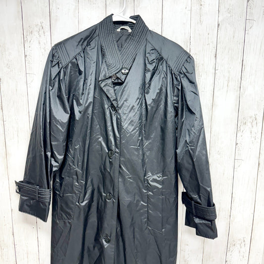 Vintage Windsor Bay Coat Women Size 6 Trench Sleek Black Button Pockets Utility