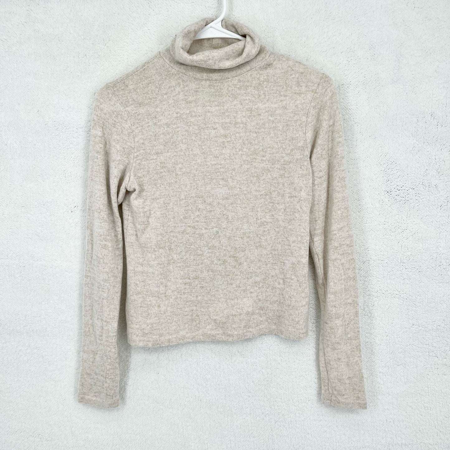 ZARA Turtleneck Sweater Women Size Medium Off White Tight Knit Long Sleeve Fall