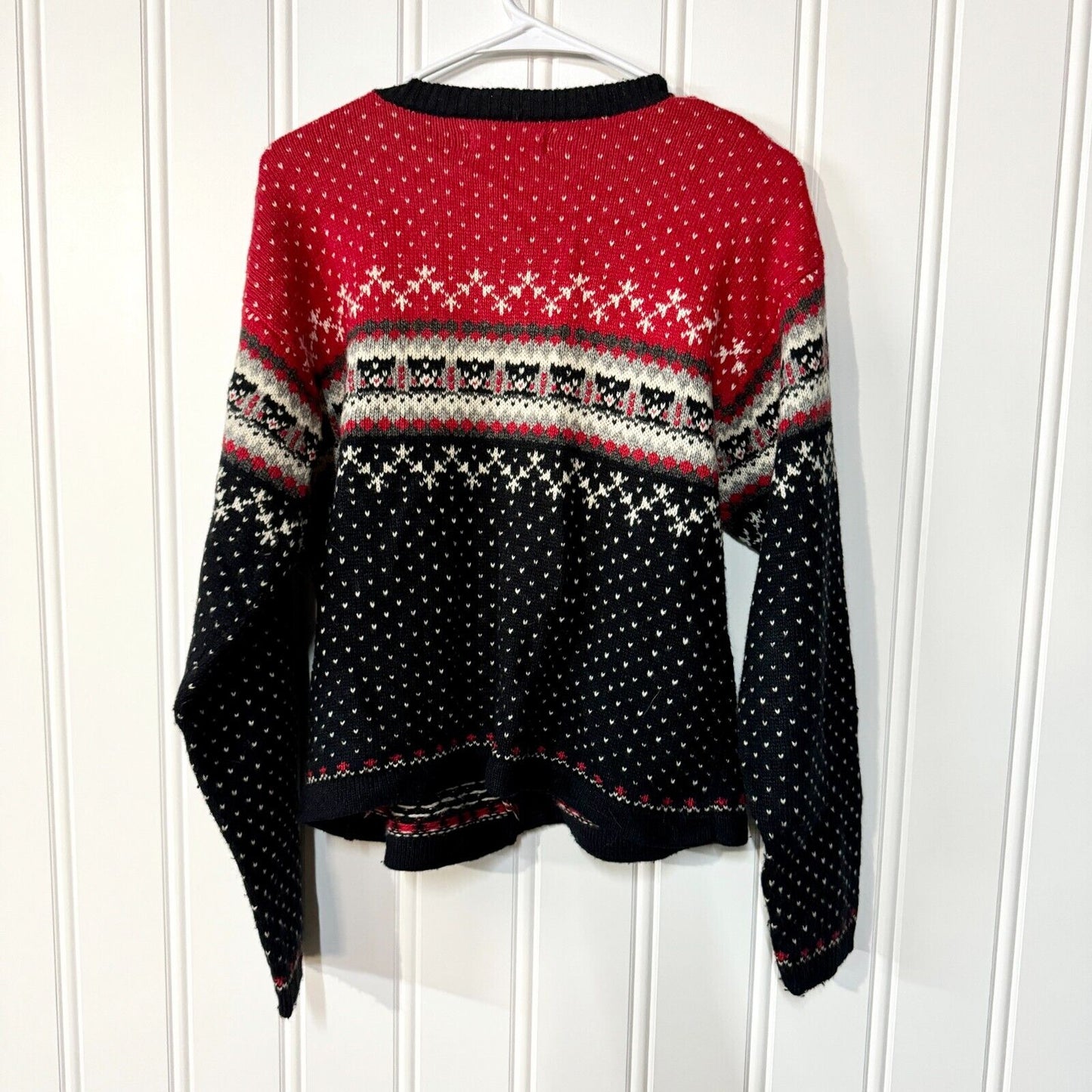 Vintage Mountain Lake Wool Knit Brass Button Down Holiday Sweater Size Medium