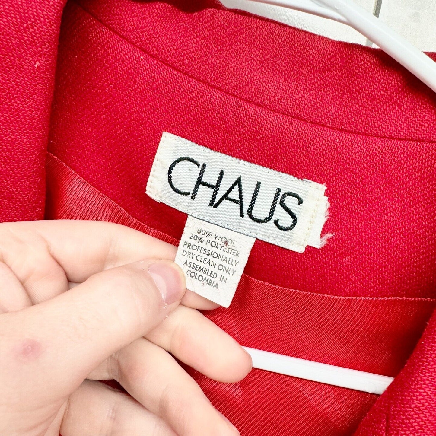 VTG CHAUS Blazer Women Size XL Wool Blend Single Button Red University Jacket
