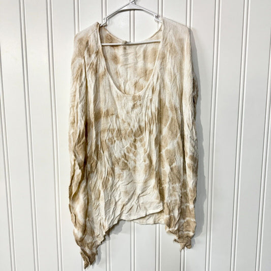Elan Kamono Cream Tie Dye Spiral Oversized Lightweight Knit Poncho Cover Up OS