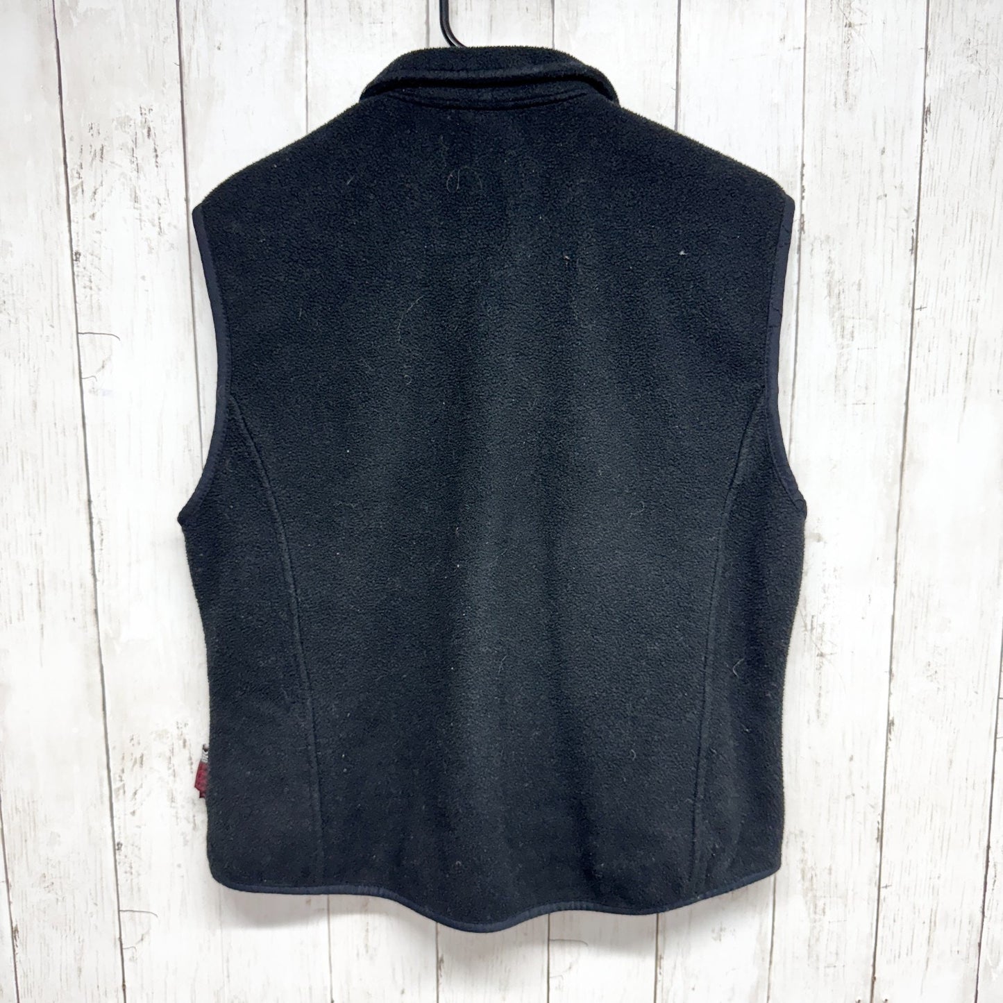 Woolrich Vest Women Size Large Black Fleece Collared Sleeveless Full Zip Pockets