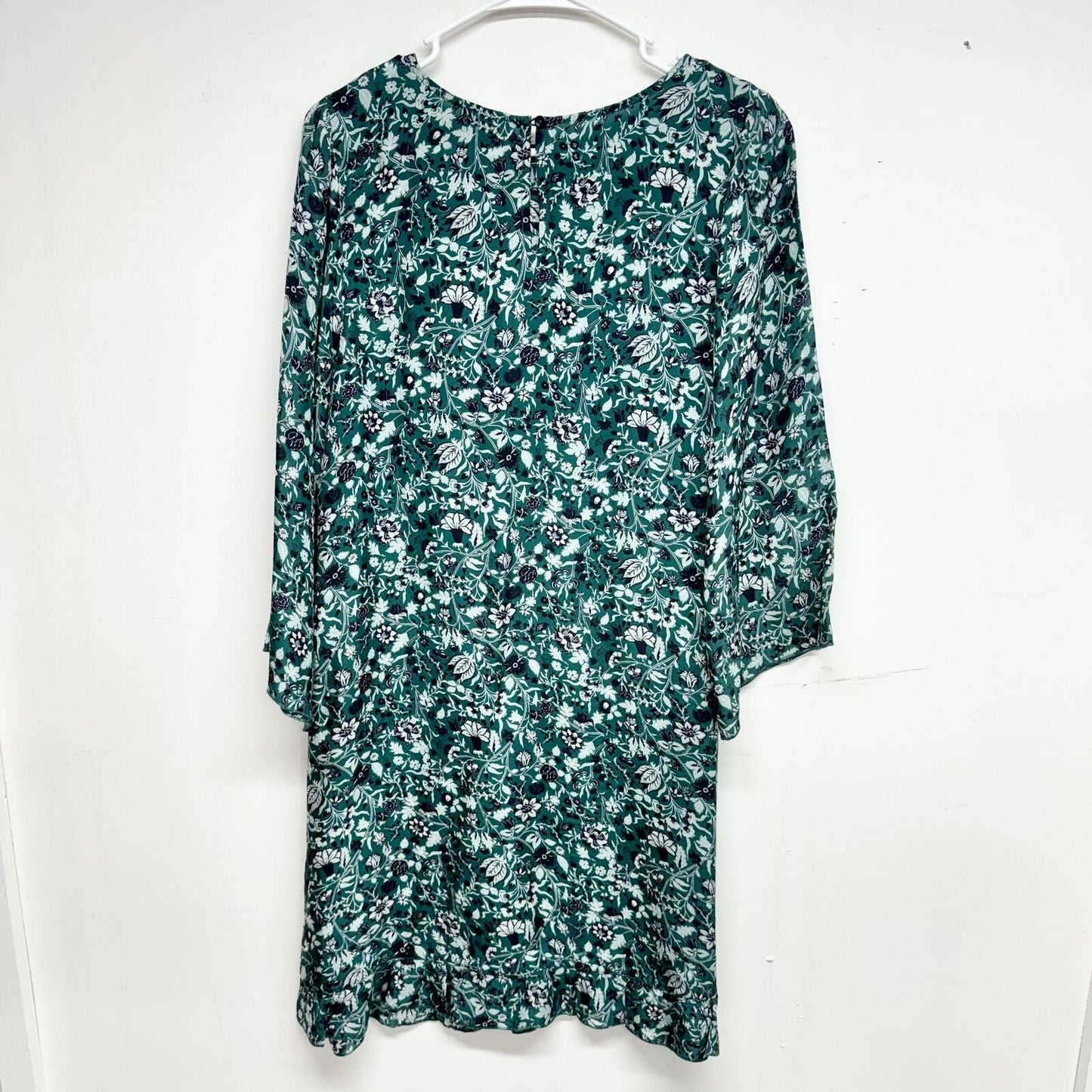 SUNDANCE Dress Women Size Small Otillie Green Floral Long Sleeve Boho Flared