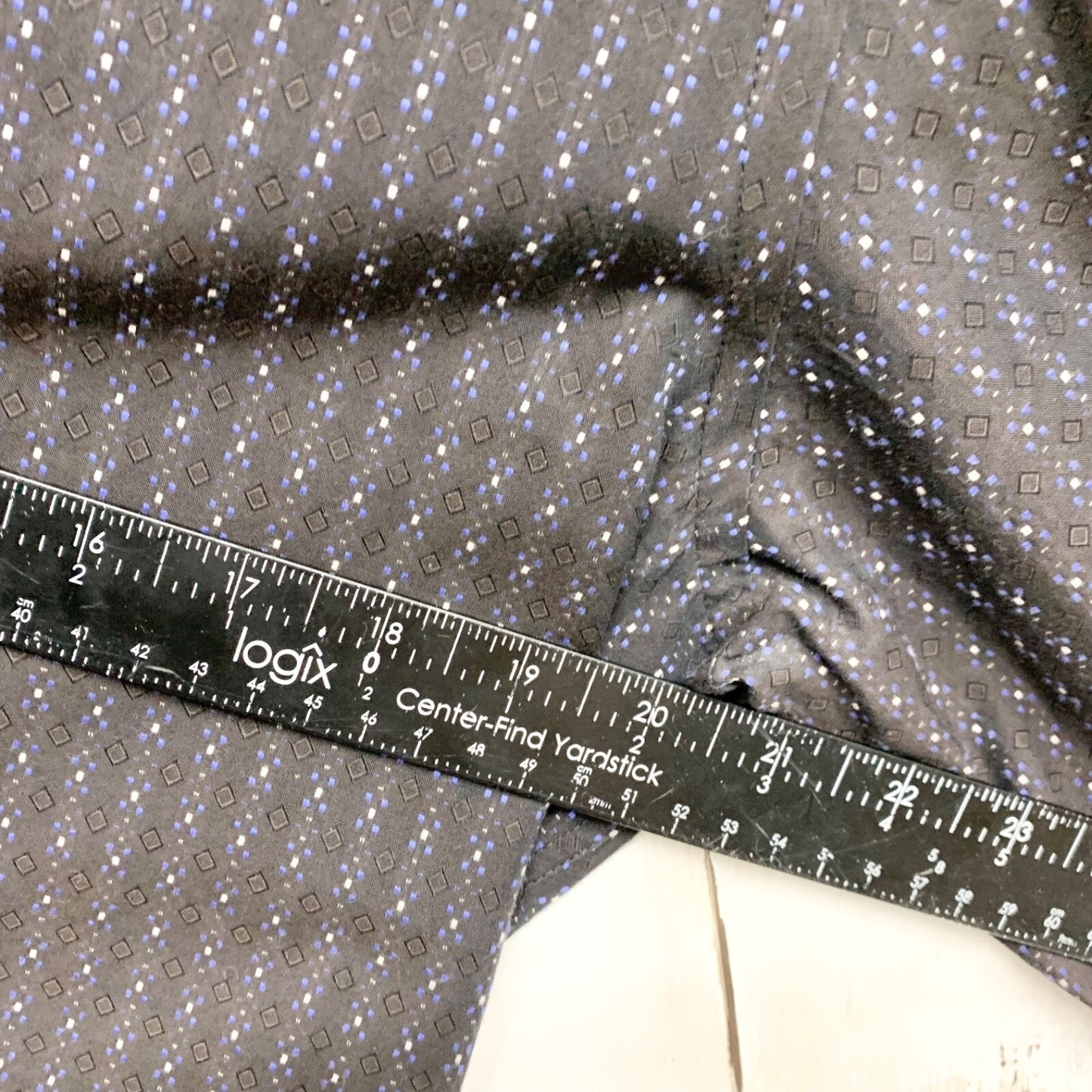 Zara Shirt Mens Chest 20.5" Long Sleeve Collared Button Down Blk Geometric Print