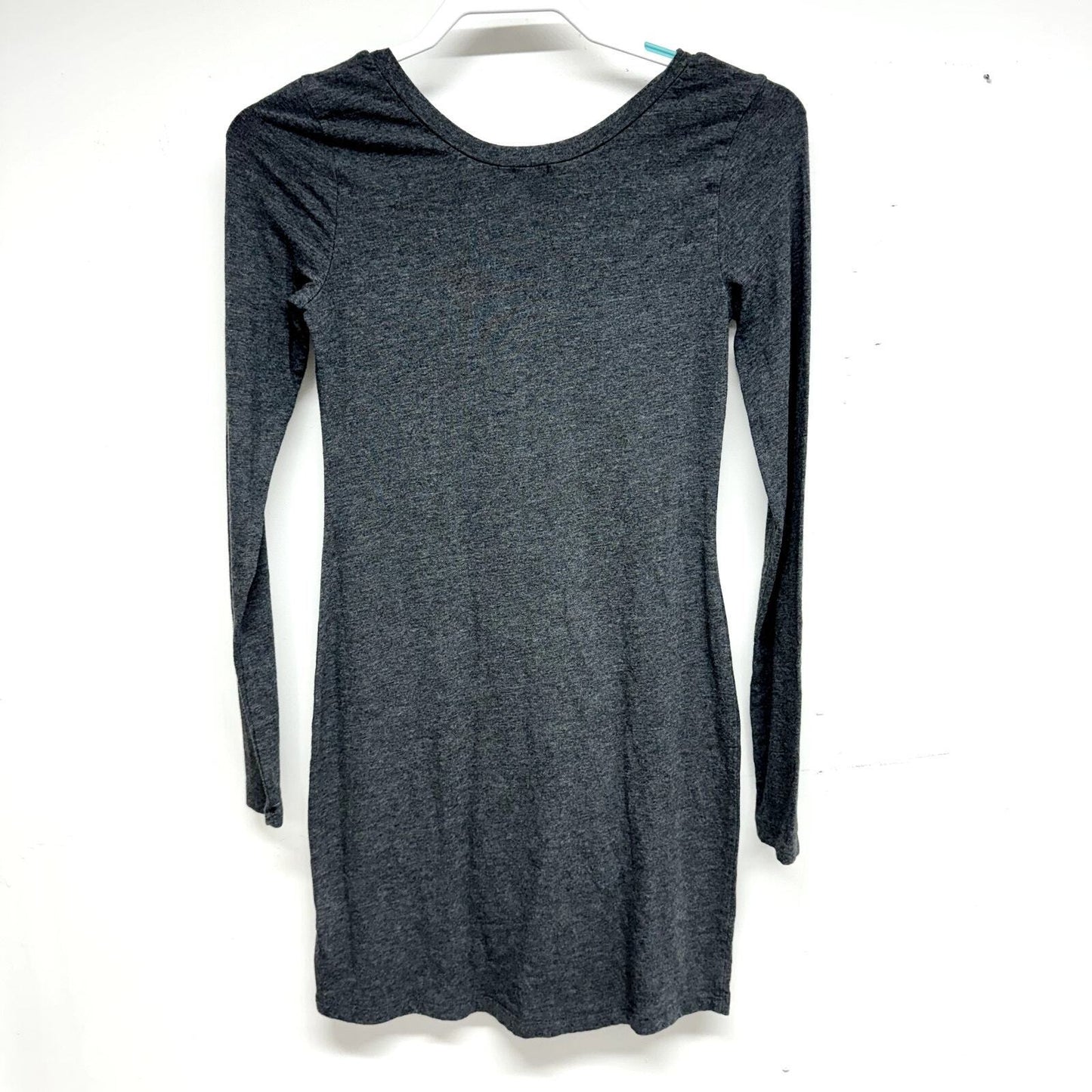 Splendid Long Sleeve Rhinestone Mini Grey Round Neck Dress Size XS