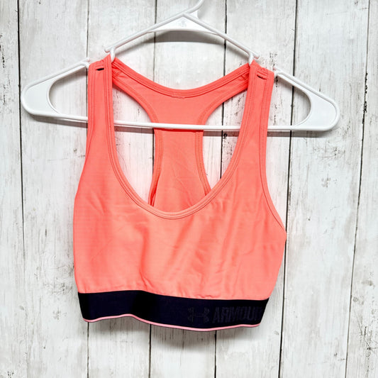 Under Amour Women Coral Racerback Black Elastic Cinch Band Athletic Gym Workout