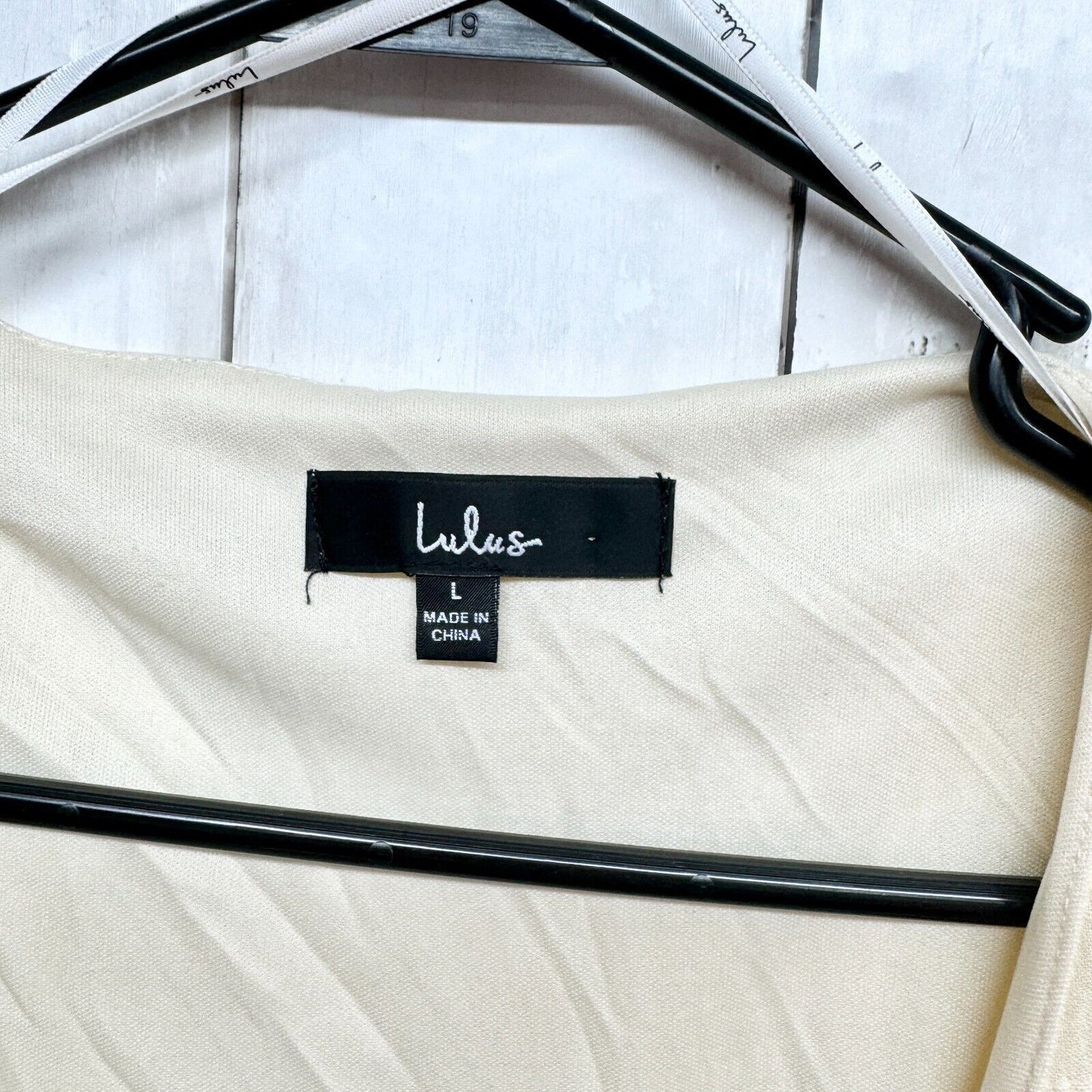 LULUS Dress Women Sz L Bloom Into Bliss Cream Ruffled Wrap Yellow Ivory Summer