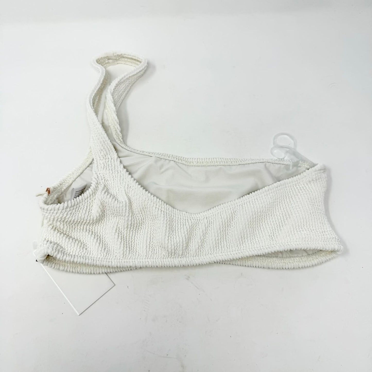 Good American Women Crinkle Hot Shoulder Swim Top In Ivory Size 3/4 L/XL