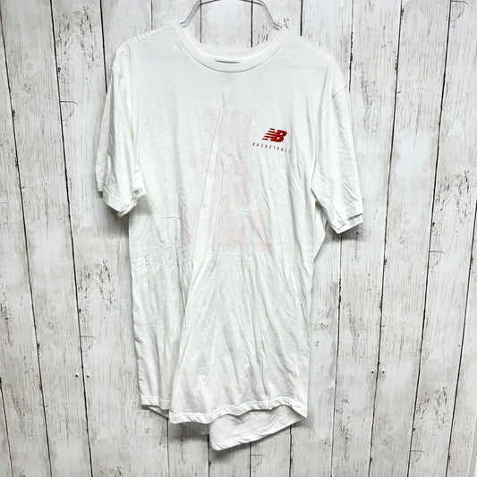 NEW BALANCE Shirt Unisex Medium White Short Sleeve Cotton Graphic T Shirt