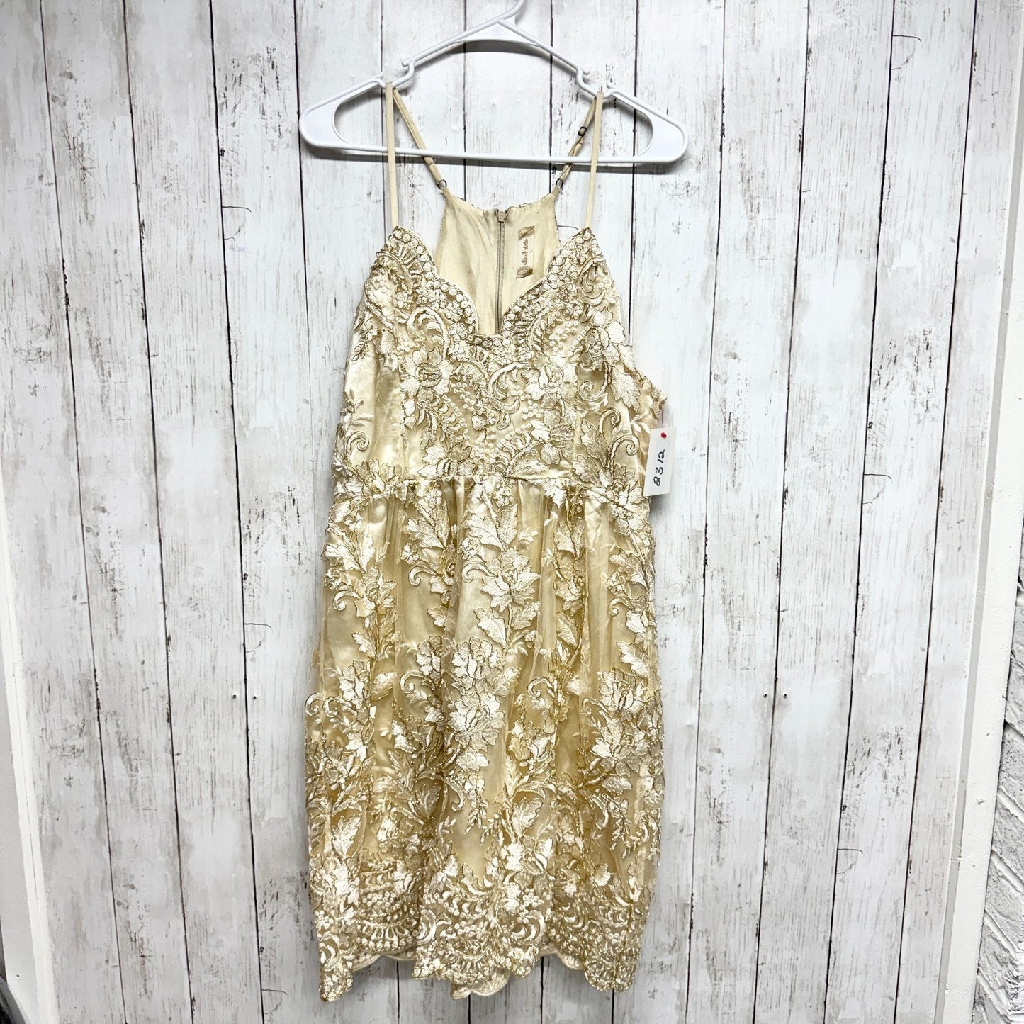 Altar'd State Dress Women Size Large Ivory Gold Sequin Detail Sleeveless Mini