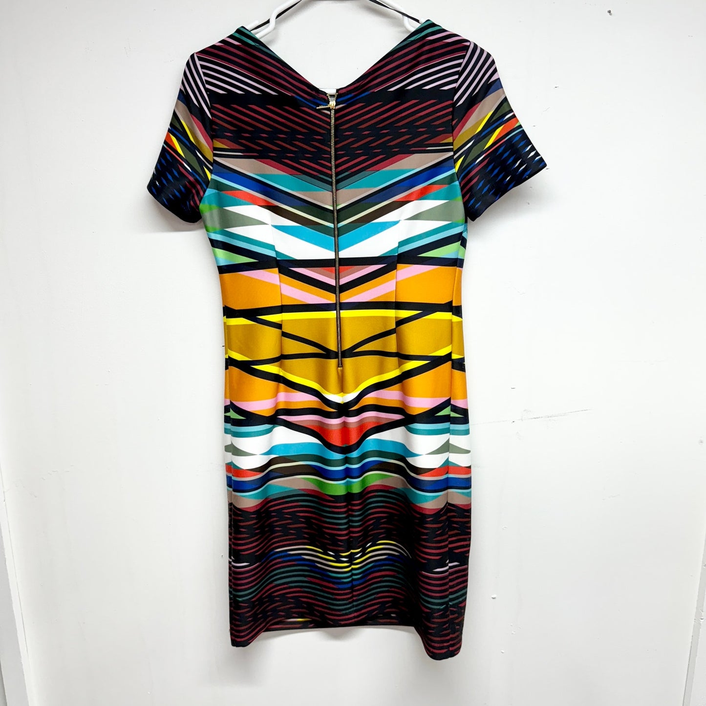Maia Womens Multicolor Zip Up Mini Short Sleeve Dress Size 4