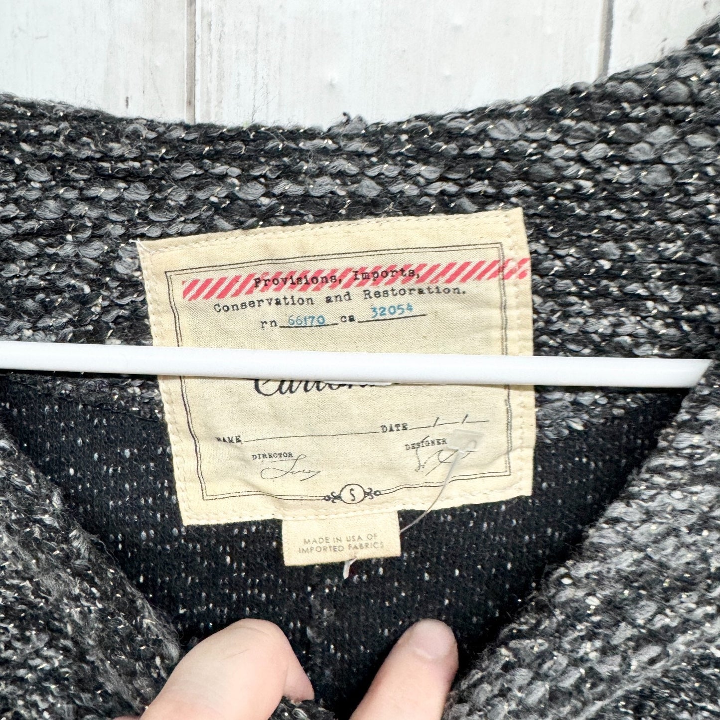 Cartonnier Jacket Women Size Small Black Gray Lurex Knit Tweed Sweater Blazer