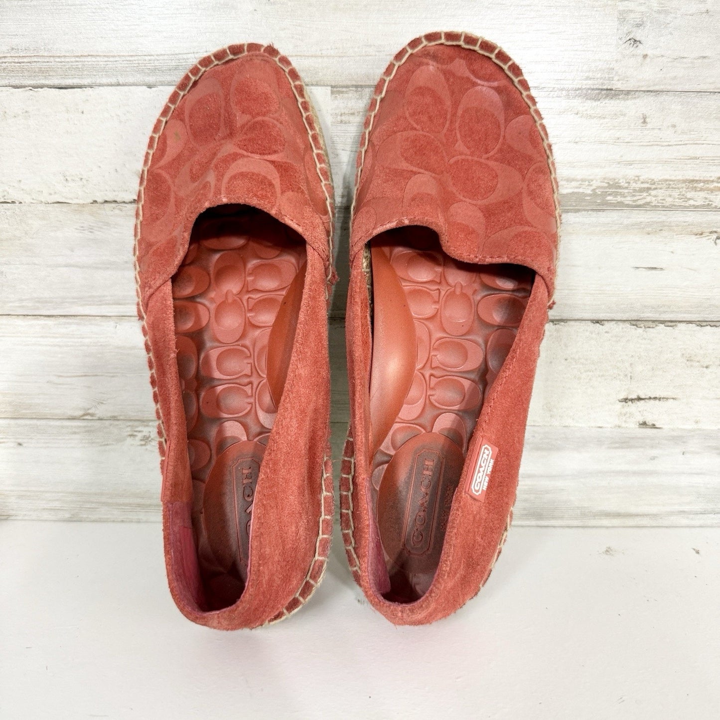 Coach Shoes Women Size 7.5M Burnt Orange June Logo Print Espadrilles Slip On