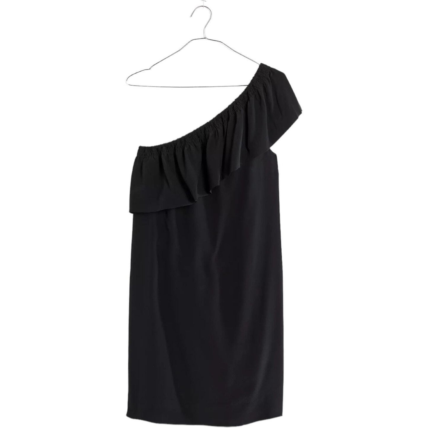Madewell Dress Women Size 4 Mini Black Asymmetrical Off Shoulder Ruffled Casual