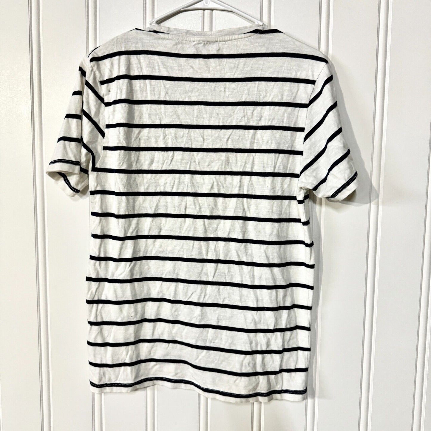 Reiss Cotton Navy Blue & White Casual Short Sleeve Crewneck Size Medium