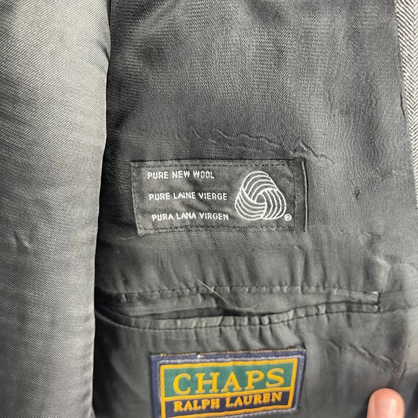 CHAPS/ RALPH LAUREN Suit Jacket Mens Size 42S Wool Blend Single Breasted Grey