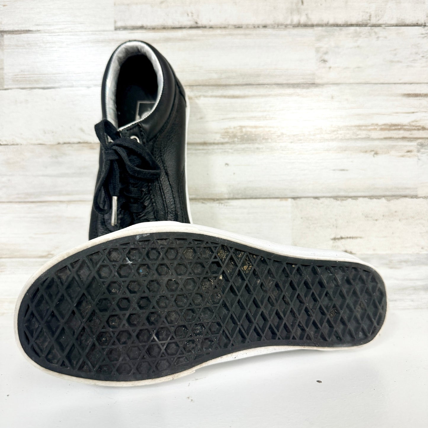 Vans Off the Wall Unisex Shoes Vintage Black On Black Leather 5/M 6.5/W