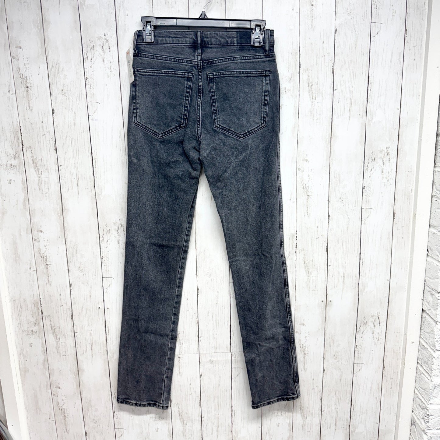 Zara Pants Women Size 2 Washed Black High Rise Straight Denim Jeans Button Fly