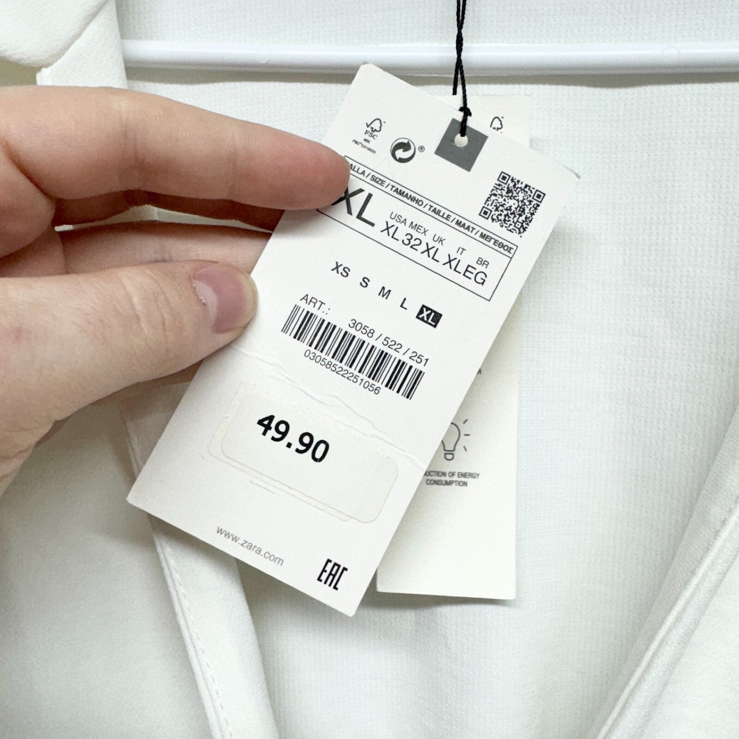 Zara Dress Women XL Off White Women's Cotton Blend Wrap Front Mini Short Sleeve