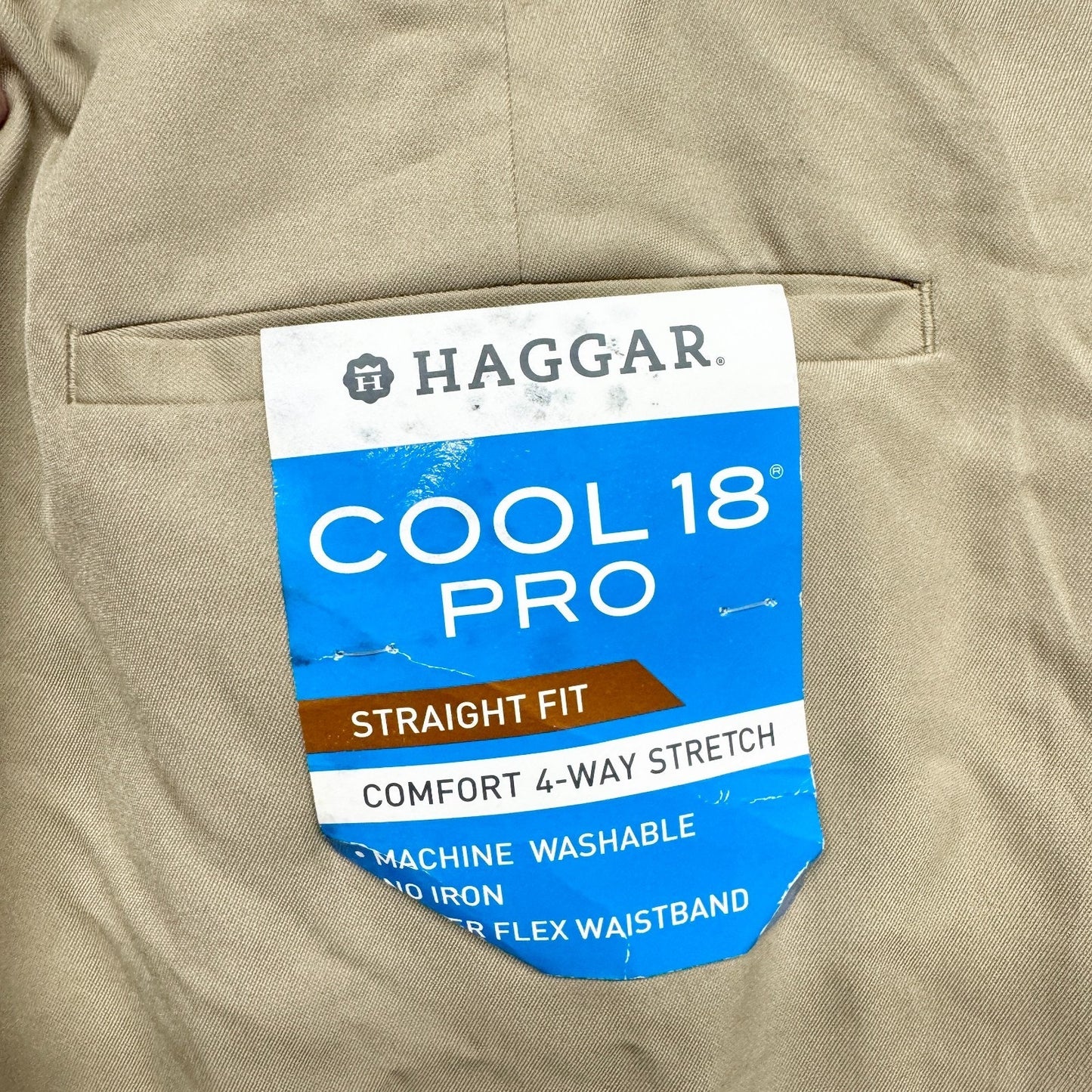 Haggar Pant Men Size 38W X 36L Tan Cool 18 Pro Straight Fit Comfort Stretch NWT