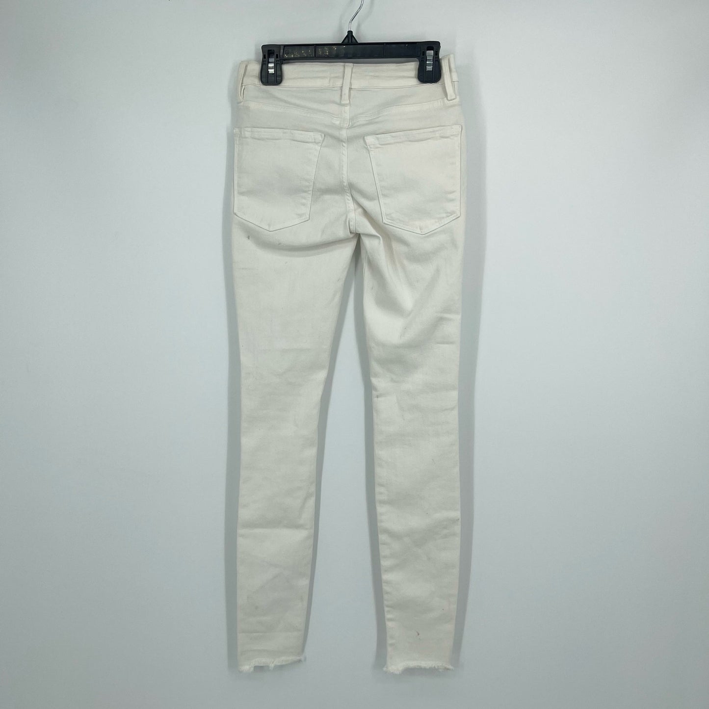 FRAME Le Skinny De Jeanne Women Mid Rise White Ripped Skinny Jeans Size 23