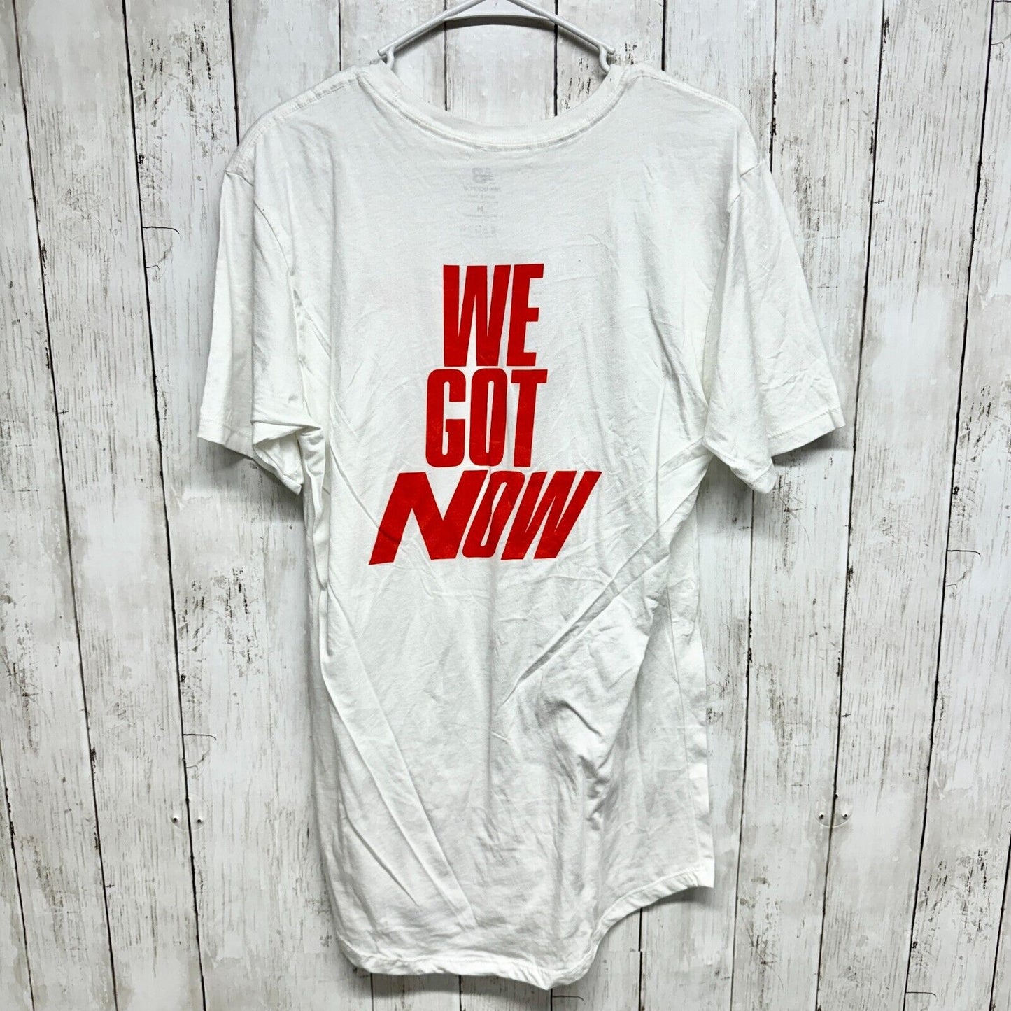 NEW BALANCE Shirt Women Size Medium White Short Sleeve Graphic Logo "WE GOT NOW"