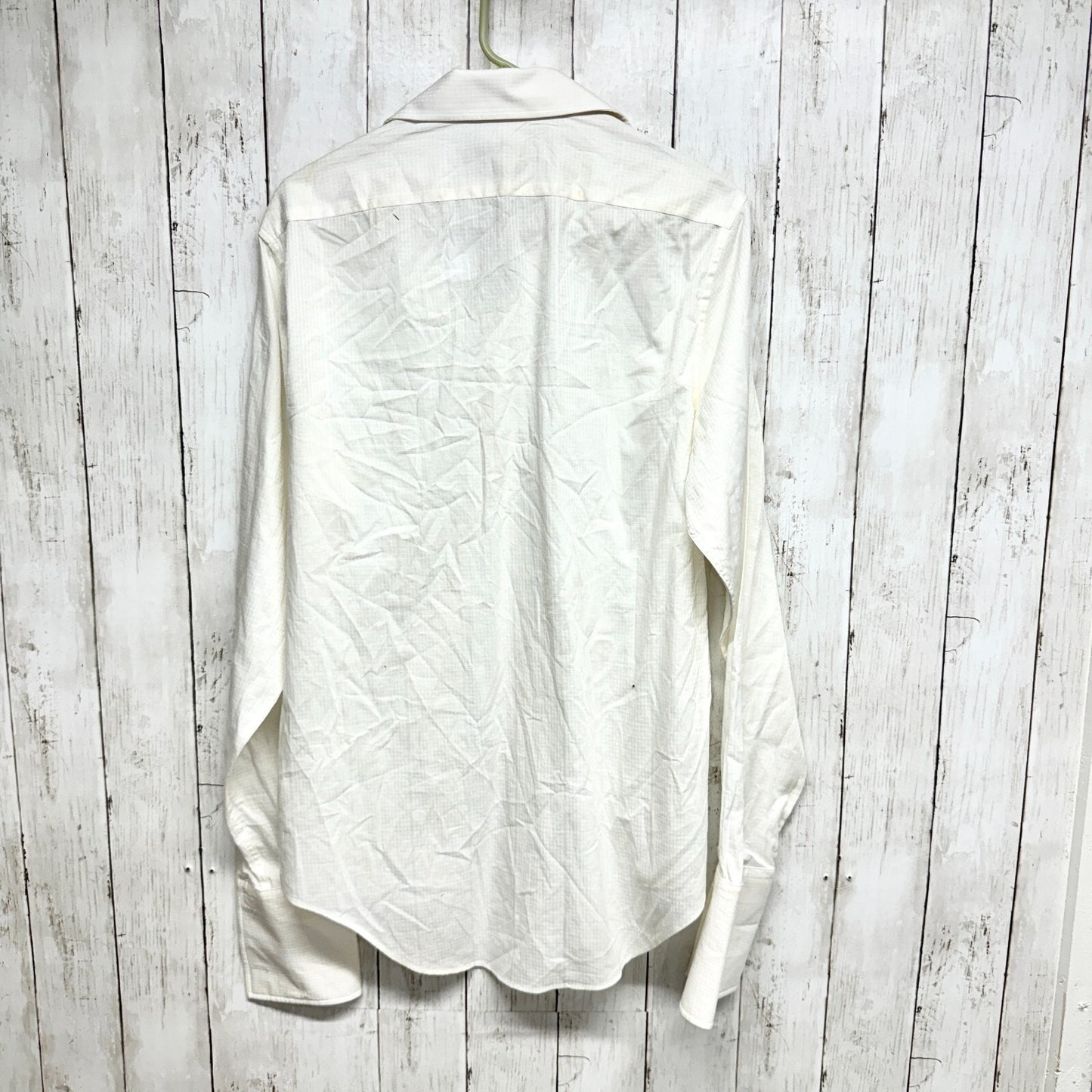 DKNY Shirt Men Slim Fit Cream Collared Long Sleeve Button Down Business Casual