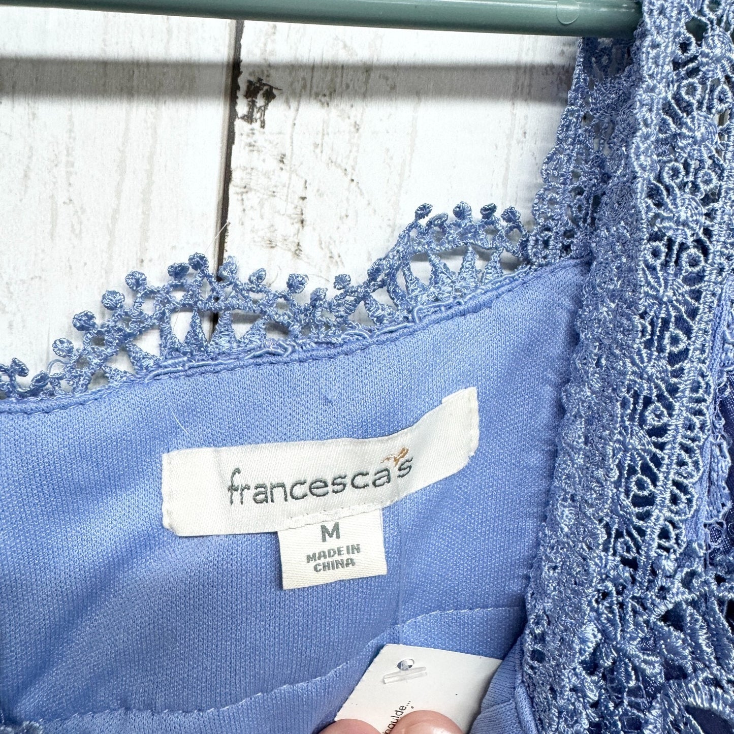 Francesca’s Dress Women Size M Periwinkle Off Shoulder Blue Lace Mini Fairy