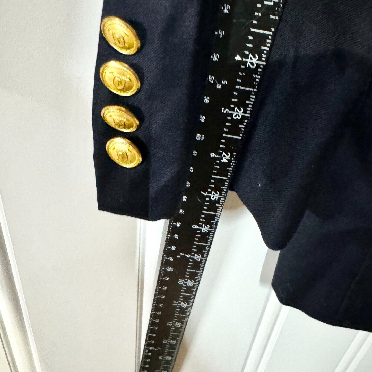 Lauren by Ralph Lauren Suit Jacket 100% Wool Navy Blue Gold Button Size 40S