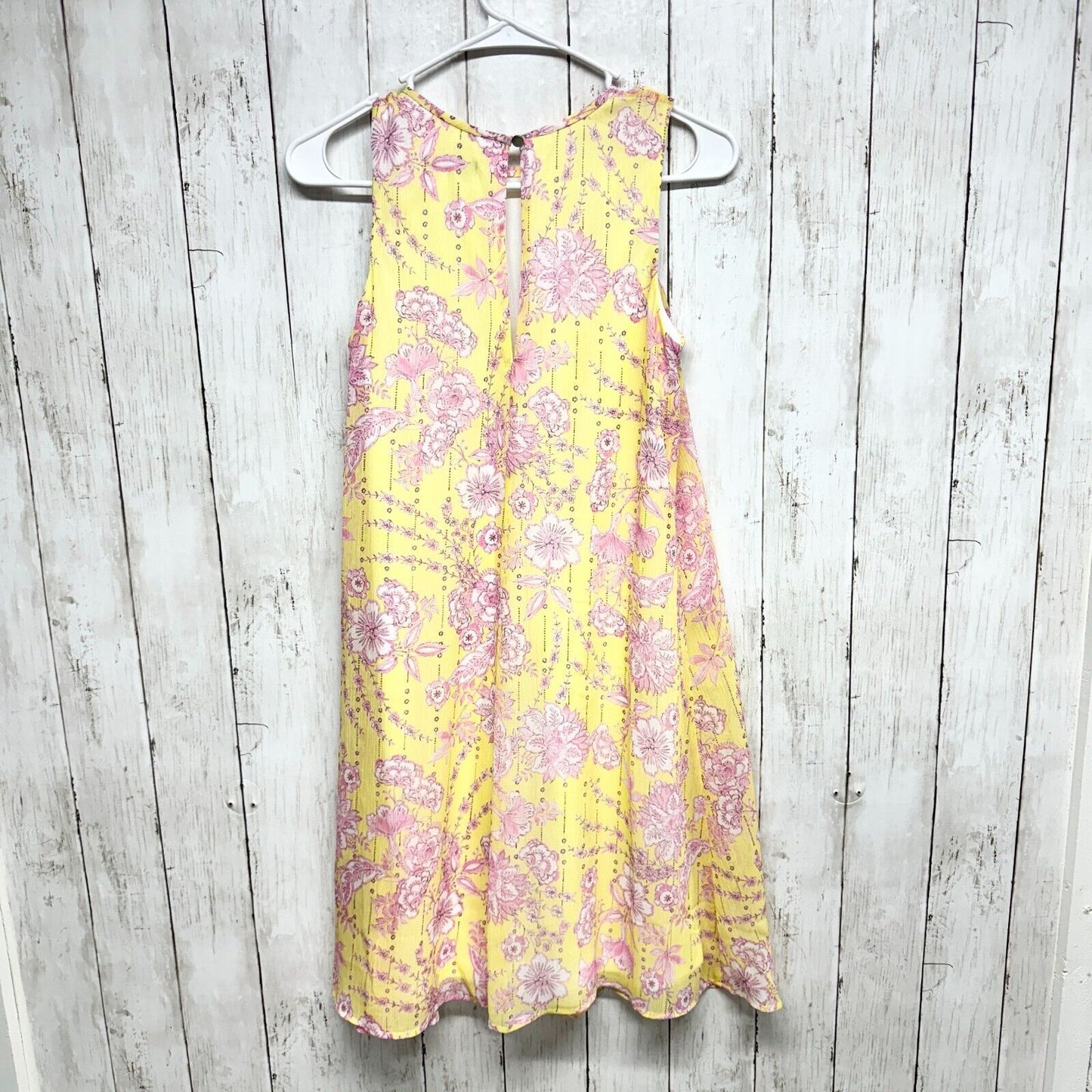 Tommy Hilfiger Dress Women's 2 Eloise Floral Chiffon Trapeze Sleeveless Yellow