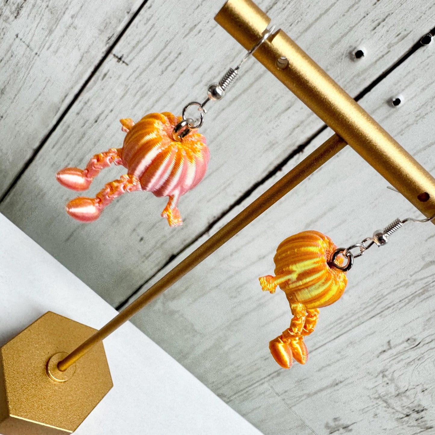 3D Printed Pumpkin Earrings – Cute Fall Sitting Pumpkins for Halloween or Autumn