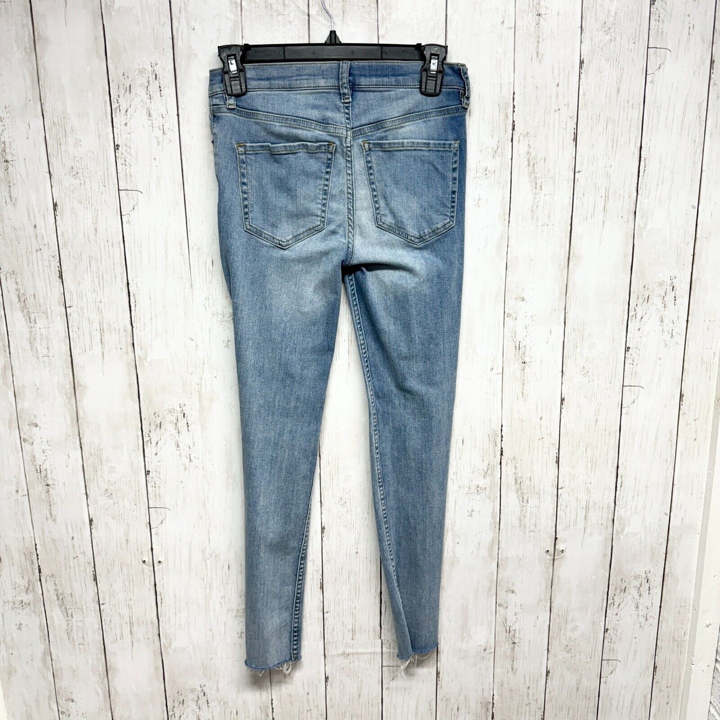 FREE PEOPLE Jeans Women Size 25 Ripped Fray Raw Hem Skinny Mid Rise 5 Button