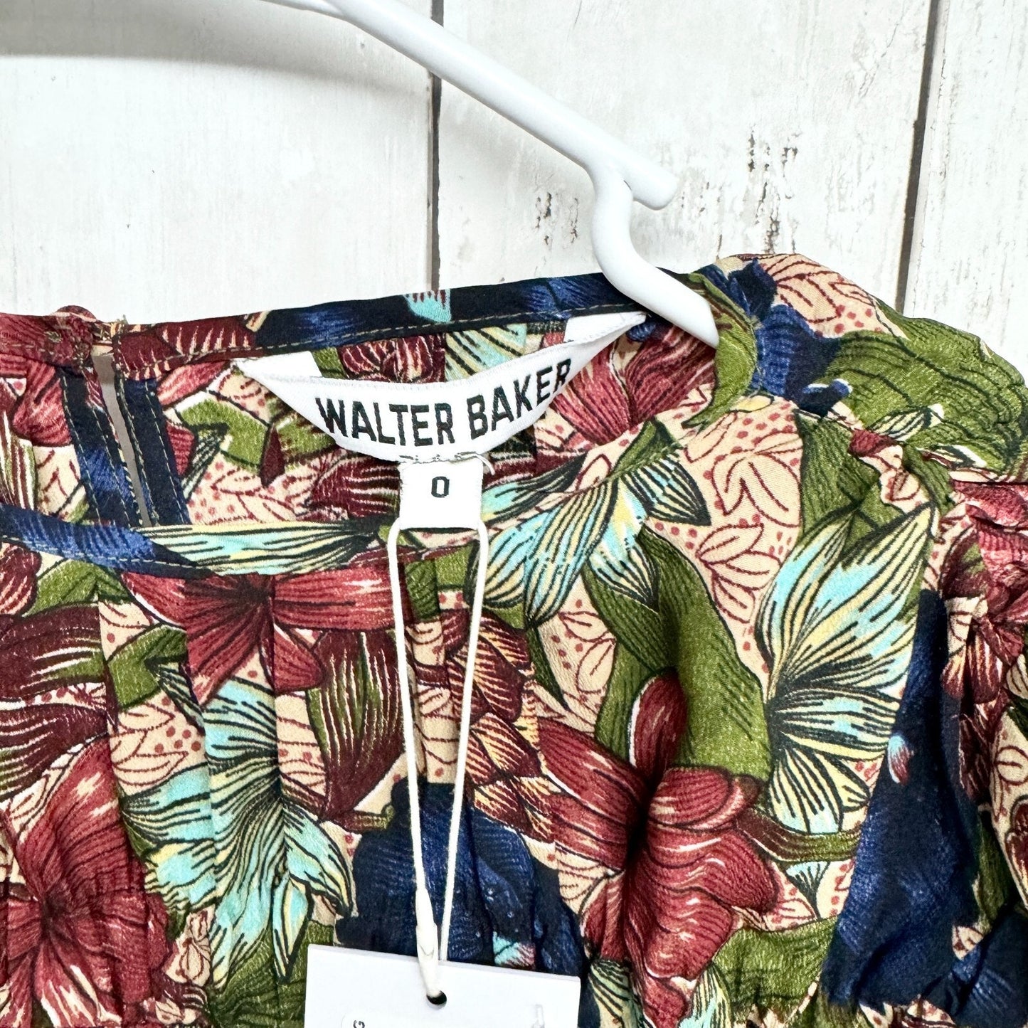 Walter Baker Size 0 Verlee Puff Long Sleeve Floral Ruched Dress NWT Royal Garden