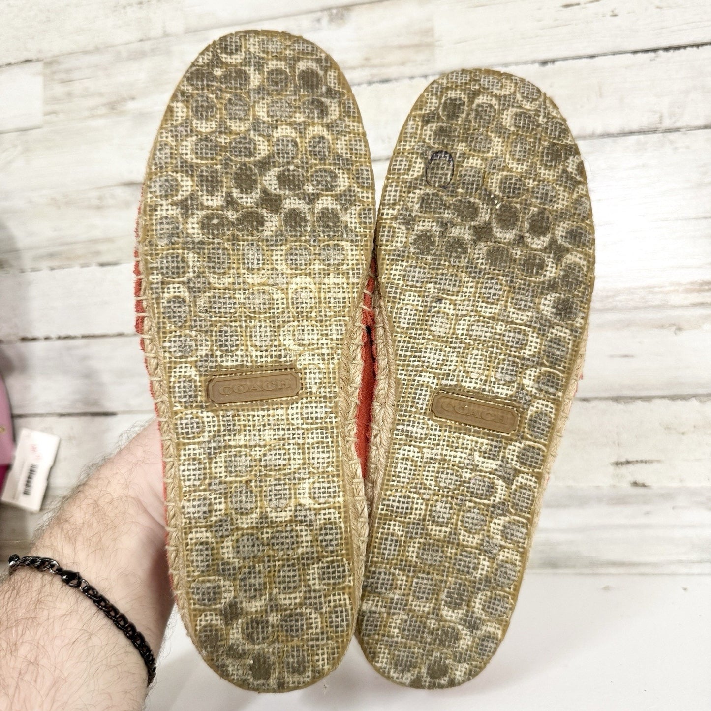Coach Shoes Women Size 7.5M Burnt Orange June Logo Print Espadrilles Slip On