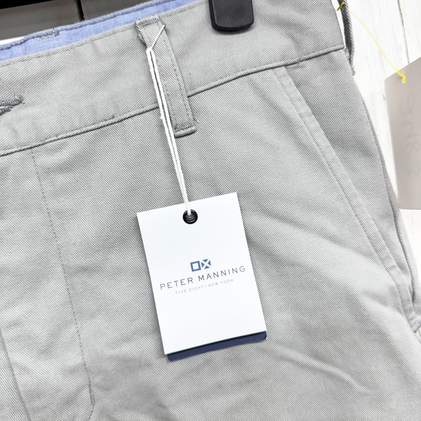 New Peter Manning Pants Men Size 28W X 28L Gray Slim Straight Chino Zip Fly