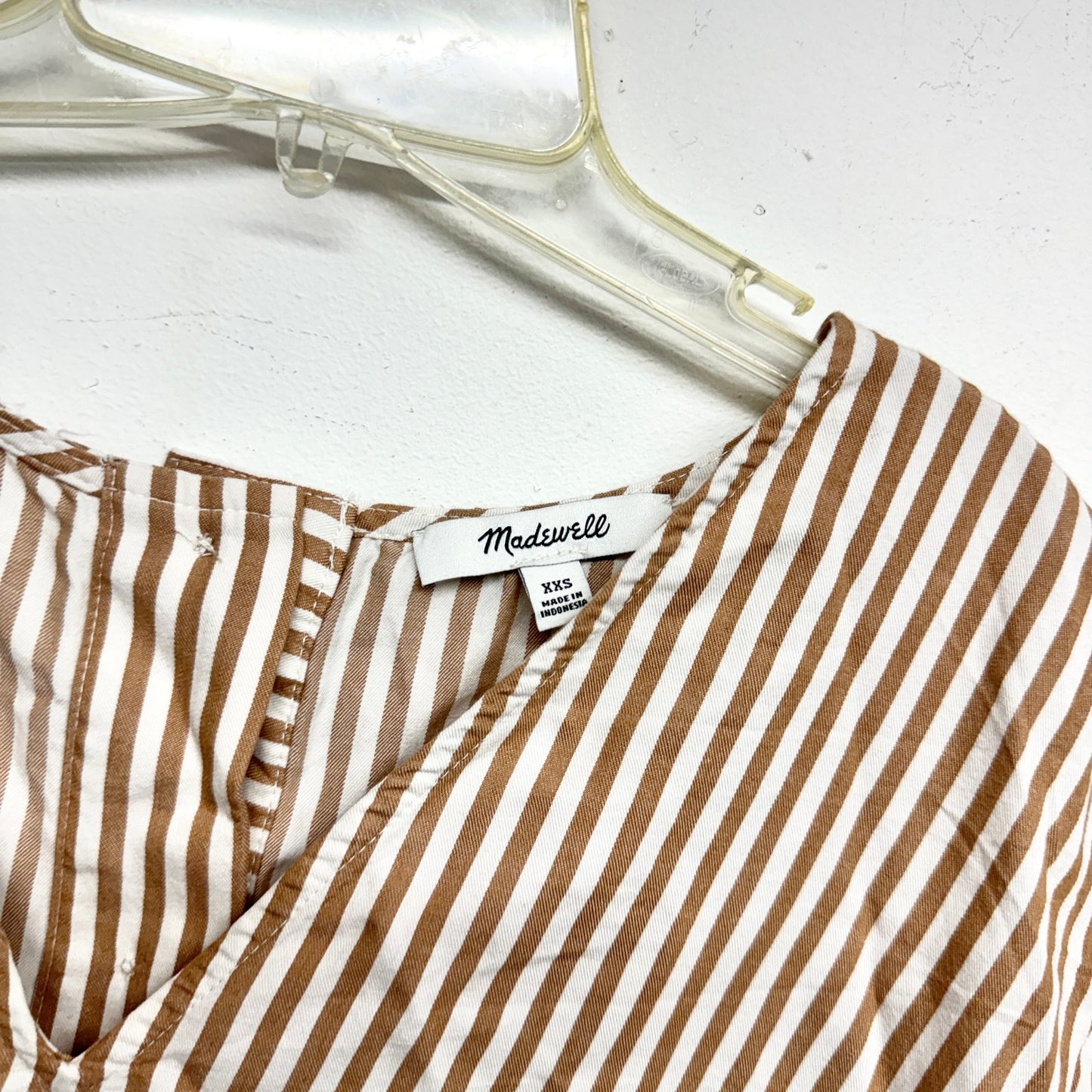 MADEWELL Women Button-Back Easy Short Sleeve Shirt Dress in Stripe Size XXS