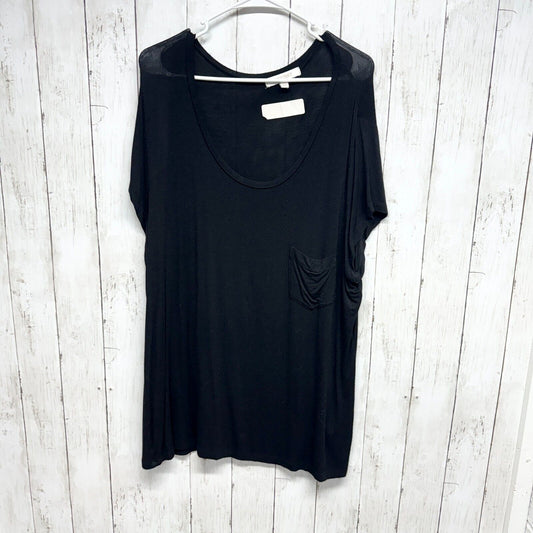 ELLEN TRACY Tunic Women Sz XL Black Cotton Short Sleeve Straight Hem Round Neck