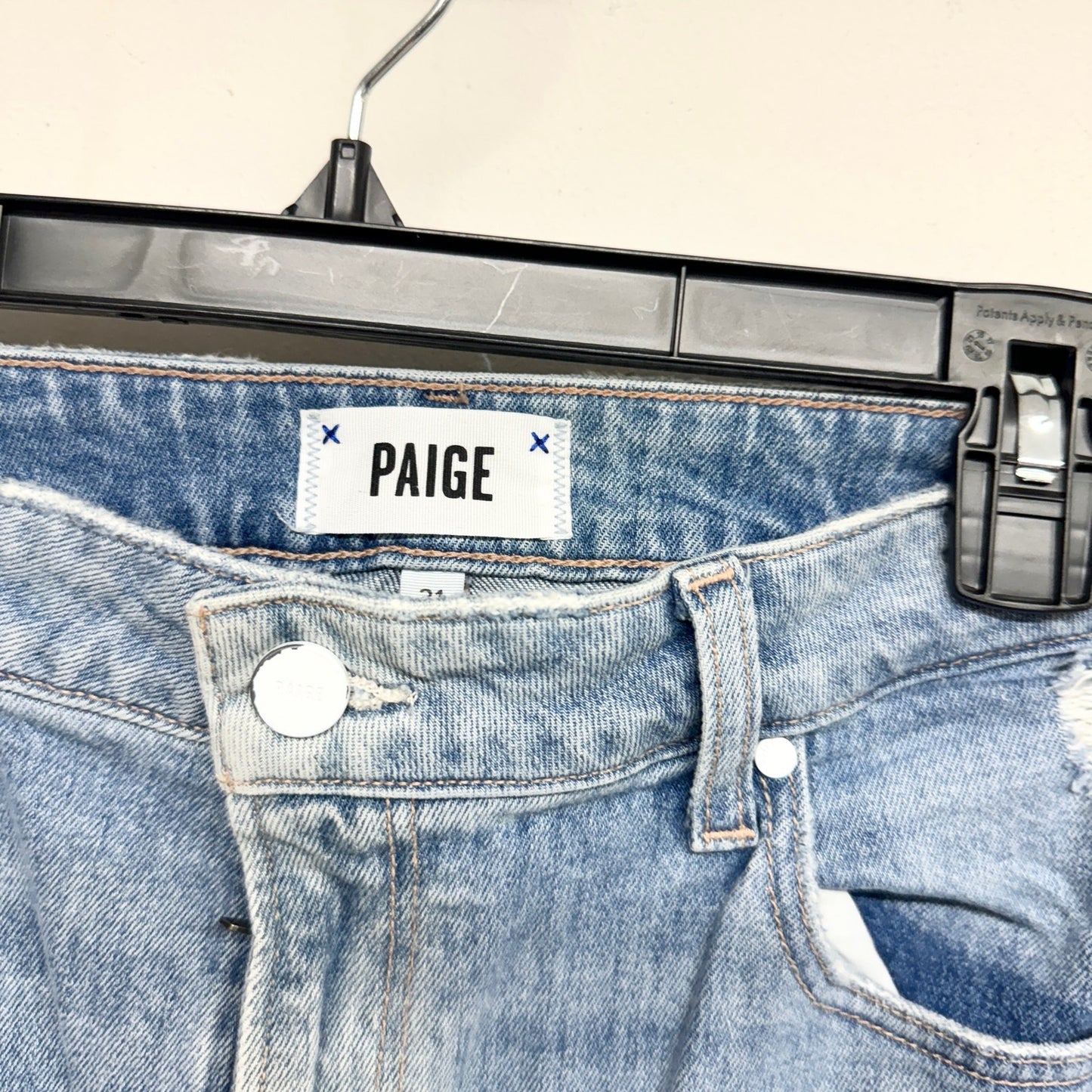 PAIGE Sarah Women Light Washed Slim w/ Raw Details Laken Distressed Jeans 31
