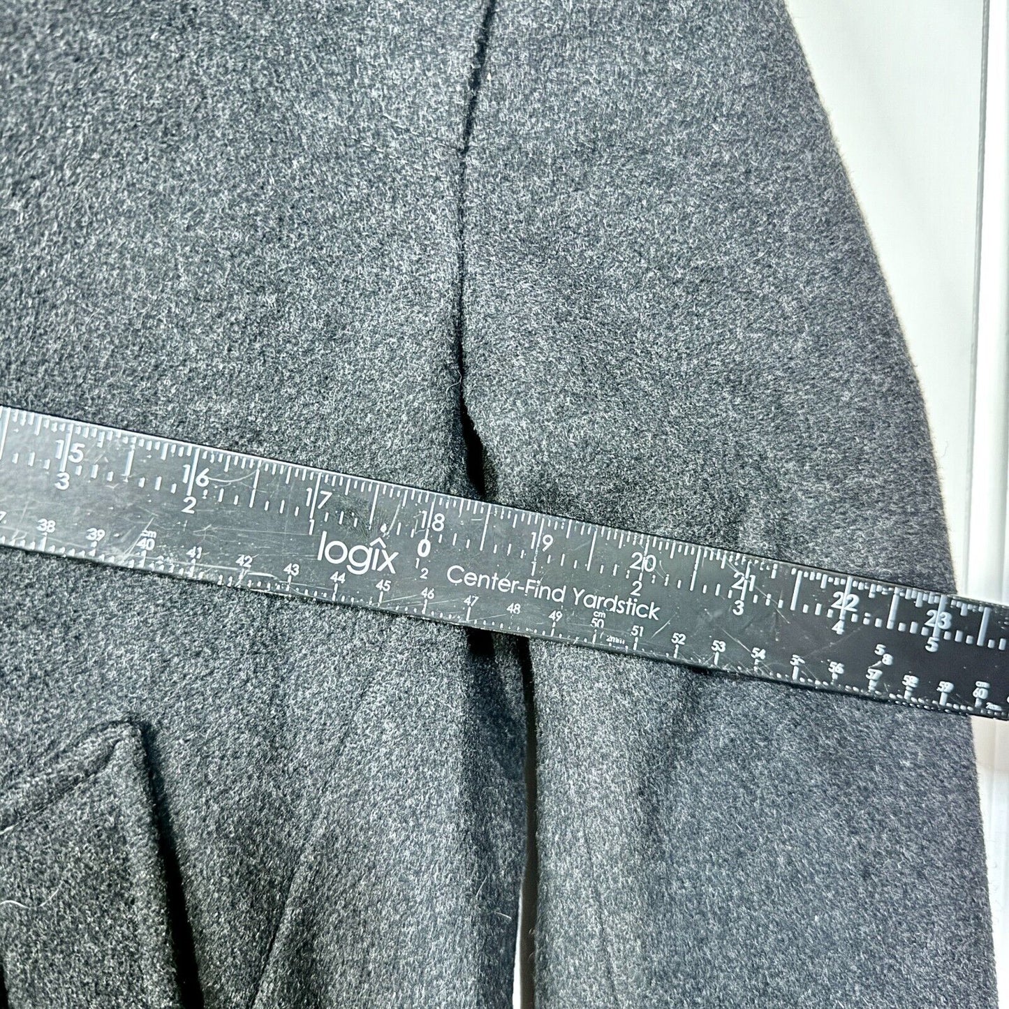 John Free Pea Coat Wooden Button Down Hooded Wool Blend Black Size 38/M